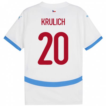 Kandiny Enfant Maillot Tchéquie Matous Krulich #20 Blanc Tenues Extérieur 24-26 T-Shirt