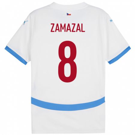 Kandiny Enfant Maillot Tchéquie Denis Zamazal #8 Blanc Tenues Extérieur 24-26 T-Shirt