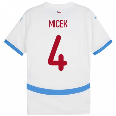 Kandiny Enfant Maillot Tchéquie Jiri Micek #4 Blanc Tenues Extérieur 24-26 T-Shirt