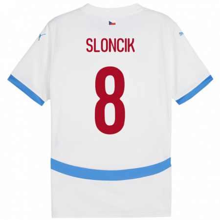 Kandiny Enfant Maillot Tchéquie Simon Sloncik #8 Blanc Tenues Extérieur 24-26 T-Shirt