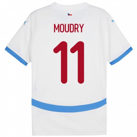 Kandiny Enfant Maillot Tchéquie Lukas Moudry #11 Blanc Tenues Extérieur 24-26 T-Shirt