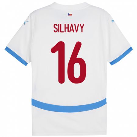 Kandiny Enfant Maillot Tchéquie Matyas Silhavy #16 Blanc Tenues Extérieur 24-26 T-Shirt