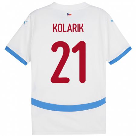 Kandiny Enfant Maillot Tchéquie Josef Kolarik #21 Blanc Tenues Extérieur 24-26 T-Shirt