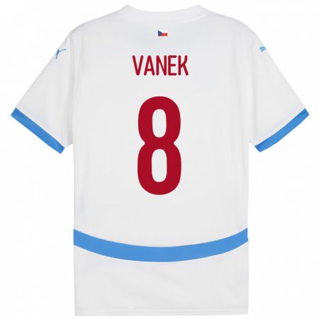 Kandiny Enfant Maillot Tchéquie Lukas Vanek #8 Blanc Tenues Extérieur 24-26 T-Shirt