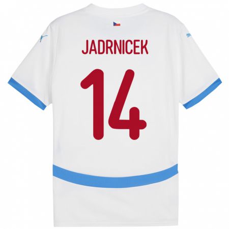 Kandiny Enfant Maillot Tchéquie Nikola Jadrnicek #14 Blanc Tenues Extérieur 24-26 T-Shirt