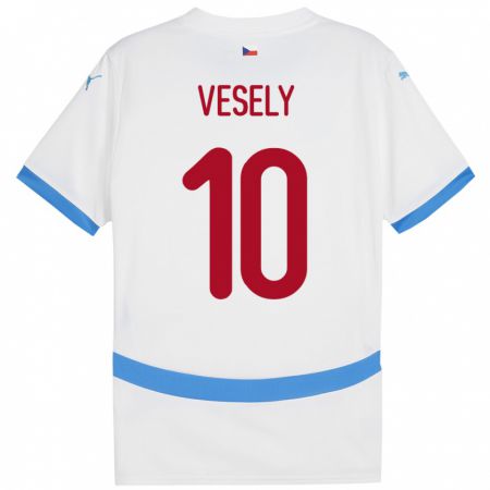 Kandiny Enfant Maillot Tchéquie David Vesely #10 Blanc Tenues Extérieur 24-26 T-Shirt