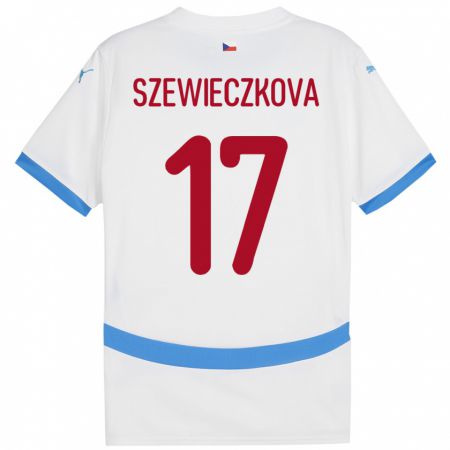 Kandiny Enfant Maillot Tchéquie Tereza Szewieczková #17 Blanc Tenues Extérieur 24-26 T-Shirt