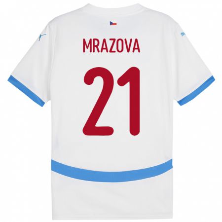 Kandiny Enfant Maillot Tchéquie Miroslava Mrázová #21 Blanc Tenues Extérieur 24-26 T-Shirt