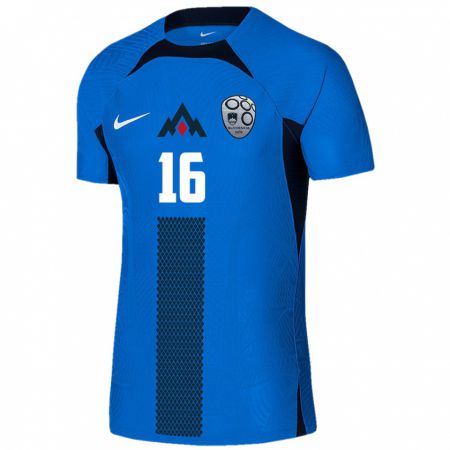 Kandiny Enfant Maillot Slovénie Igor Vekic #16 Bleu Tenues Extérieur 24-26 T-Shirt