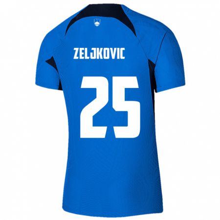 Kandiny Enfant Maillot Slovénie Adrian Zeljkovic #25 Bleu Tenues Extérieur 24-26 T-Shirt