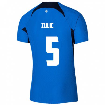 Kandiny Enfant Maillot Slovénie Anel Zulic #5 Bleu Tenues Extérieur 24-26 T-Shirt