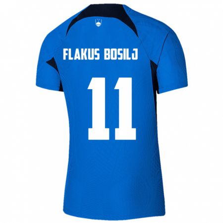 Kandiny Enfant Maillot Slovénie David Flakus Bosilj #11 Bleu Tenues Extérieur 24-26 T-Shirt