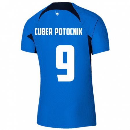 Kandiny Enfant Maillot Slovénie Jaka Cuber Potocnik #9 Bleu Tenues Extérieur 24-26 T-Shirt