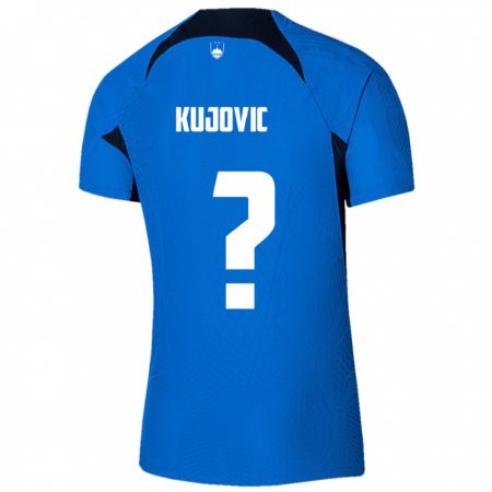 Kandiny Enfant Maillot Slovénie Tian Kujovic #0 Bleu Tenues Extérieur 24-26 T-Shirt