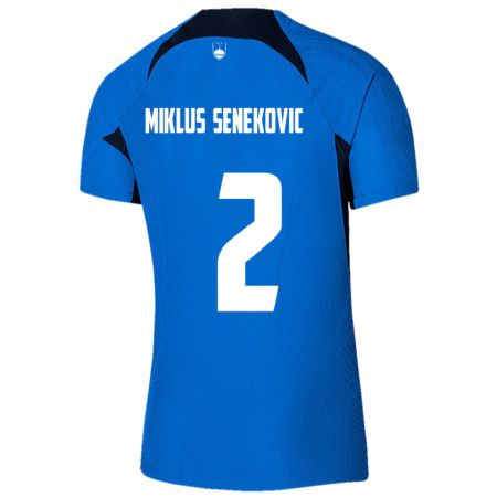 Kandiny Enfant Maillot Slovénie Gal Miklus Senekovic #2 Bleu Tenues Extérieur 24-26 T-Shirt