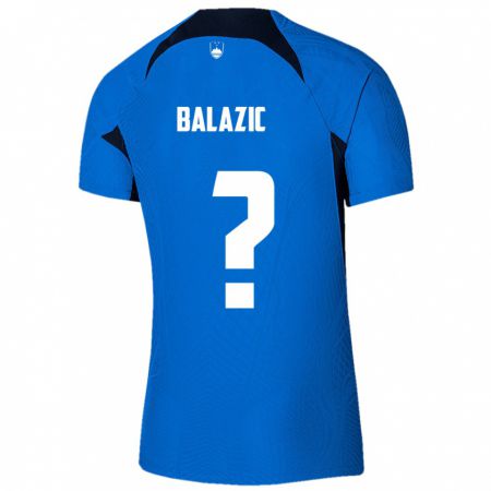 Kandiny Enfant Maillot Slovénie Jan Balazic #0 Bleu Tenues Extérieur 24-26 T-Shirt