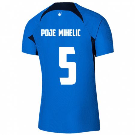 Kandiny Enfant Maillot Slovénie Naja Poje Mihelič #5 Bleu Tenues Extérieur 24-26 T-Shirt