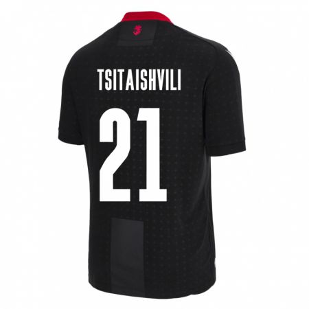 Kandiny Enfant Maillot Géorgie Georgiy Tsitaishvili #21 Noir Tenues Extérieur 24-26 T-Shirt