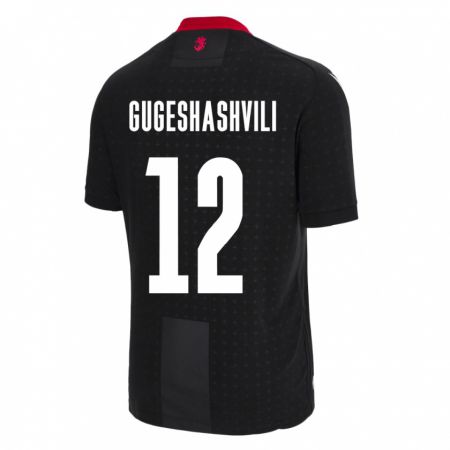 Kandiny Enfant Maillot Géorgie Luka Gugeshashvili #12 Noir Tenues Extérieur 24-26 T-Shirt