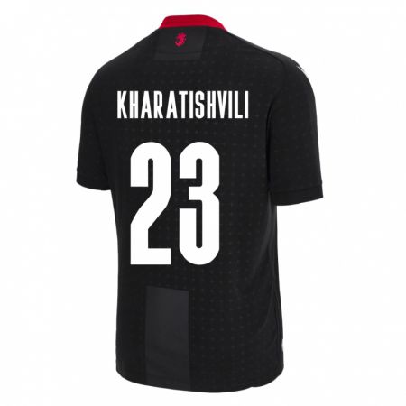 Kandiny Enfant Maillot Géorgie Luka Kharatishvili #23 Noir Tenues Extérieur 24-26 T-Shirt