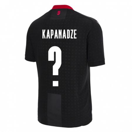 Kandiny Enfant Maillot Géorgie Avto Kapanadze #0 Noir Tenues Extérieur 24-26 T-Shirt