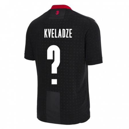 Kandiny Enfant Maillot Géorgie Giorgi Kveladze #0 Noir Tenues Extérieur 24-26 T-Shirt