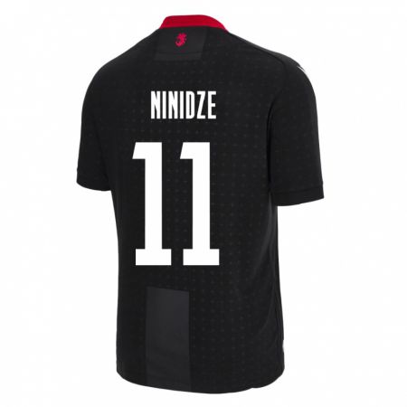 Kandiny Enfant Maillot Géorgie Nikoloz Ninidze #11 Noir Tenues Extérieur 24-26 T-Shirt