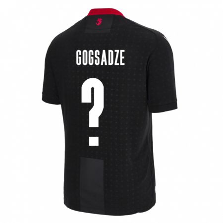 Kandiny Enfant Maillot Géorgie Giorgi Gogsadze #0 Noir Tenues Extérieur 24-26 T-Shirt