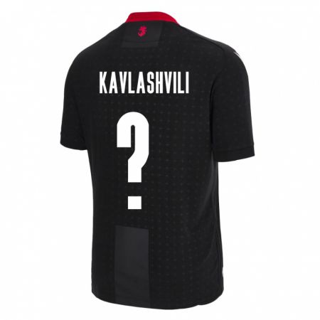 Kandiny Enfant Maillot Géorgie Giorgi Kavlashvili #0 Noir Tenues Extérieur 24-26 T-Shirt