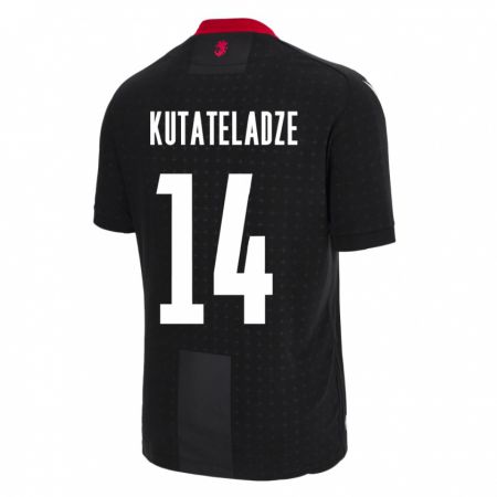 Kandiny Enfant Maillot Géorgie Alexandre Kutateladze #14 Noir Tenues Extérieur 24-26 T-Shirt