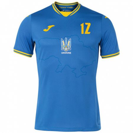 Kandiny Enfant Maillot Ukraine Darya Kelyushyk #12 Bleu Tenues Extérieur 24-26 T-Shirt