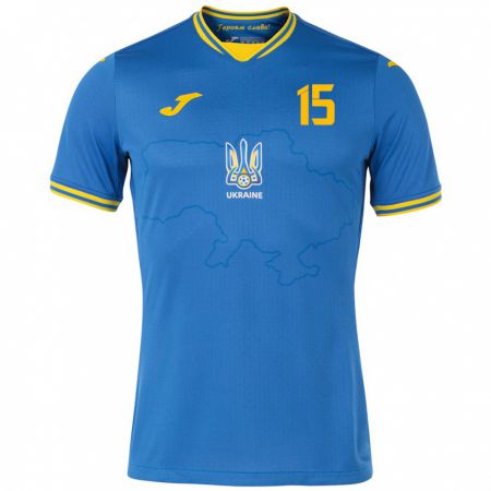 Kandiny Enfant Maillot Ukraine Anastasiya Voronina #15 Bleu Tenues Extérieur 24-26 T-Shirt