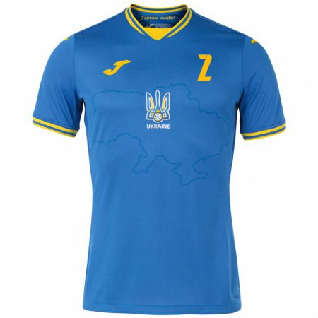 Kandiny Enfant Maillot Ukraine Anton Drozd #2 Bleu Tenues Extérieur 24-26 T-Shirt