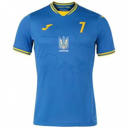 Kandiny Enfant Maillot Ukraine Kristian Shevchenko #7 Bleu Tenues Extérieur 24-26 T-Shirt