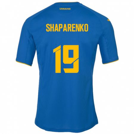 Kandiny Enfant Maillot Ukraine Mykola Shaparenko #19 Bleu Tenues Extérieur 24-26 T-Shirt