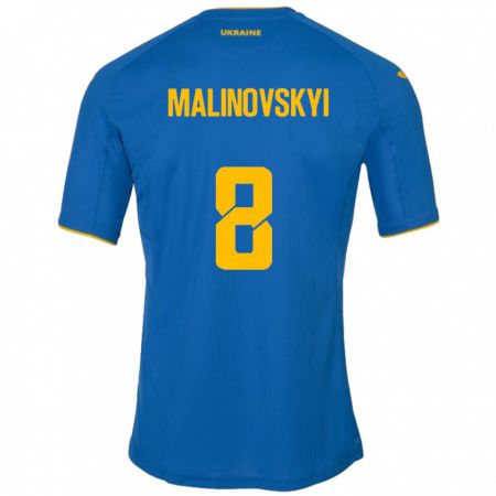 Kandiny Enfant Maillot Ukraine Ruslan Malinovskyi #8 Bleu Tenues Extérieur 24-26 T-Shirt