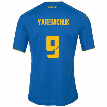 Kandiny Enfant Maillot Ukraine Roman Yaremchuk #9 Bleu Tenues Extérieur 24-26 T-Shirt