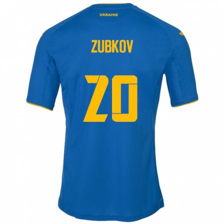 Kandiny Enfant Maillot Ukraine Oleksandr Zubkov #20 Bleu Tenues Extérieur 24-26 T-Shirt