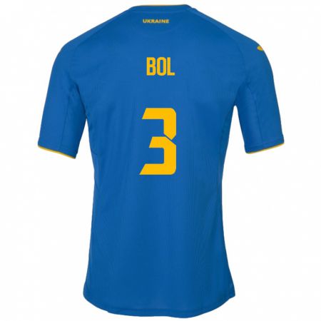 Kandiny Enfant Maillot Ukraine Anton Bol #3 Bleu Tenues Extérieur 24-26 T-Shirt