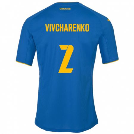 Kandiny Enfant Maillot Ukraine Kostyantyn Vivcharenko #2 Bleu Tenues Extérieur 24-26 T-Shirt