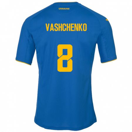 Kandiny Enfant Maillot Ukraine Daniil Vashchenko #8 Bleu Tenues Extérieur 24-26 T-Shirt