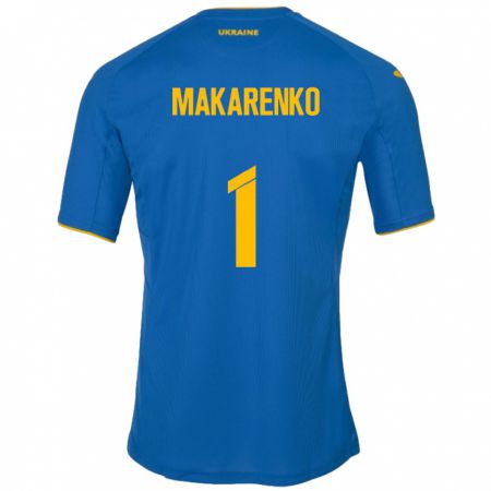 Kandiny Enfant Maillot Ukraine Nazar Makarenko #1 Bleu Tenues Extérieur 24-26 T-Shirt