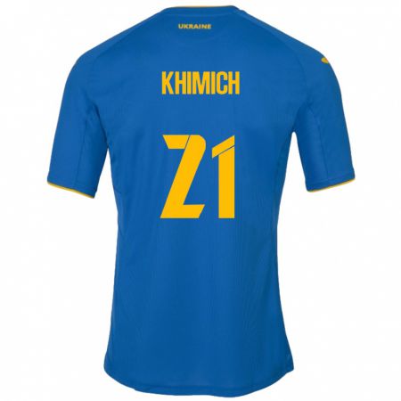 Kandiny Enfant Maillot Ukraine Tamila Khimich #21 Bleu Tenues Extérieur 24-26 T-Shirt