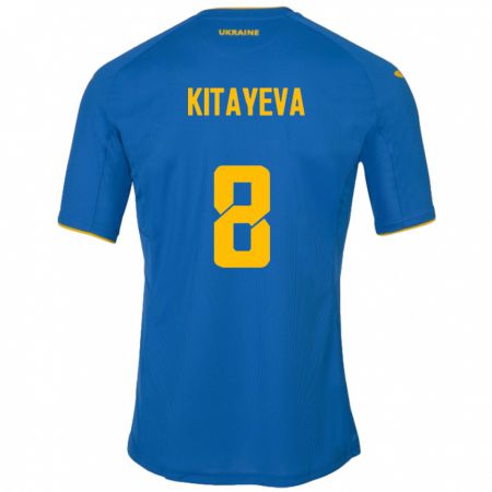 Kandiny Enfant Maillot Ukraine Tetyana Kitayeva #8 Bleu Tenues Extérieur 24-26 T-Shirt