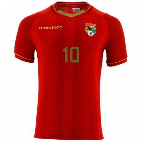 Kandiny Enfant Maillot Bolivie Ramiro Vaca #10 Rouge Tenues Extérieur 24-26 T-Shirt