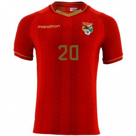 Kandiny Enfant Maillot Bolivie Leonardo Justiniano #20 Rouge Tenues Extérieur 24-26 T-Shirt