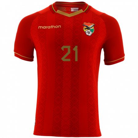 Kandiny Enfant Maillot Bolivie José Sagredo #21 Rouge Tenues Extérieur 24-26 T-Shirt