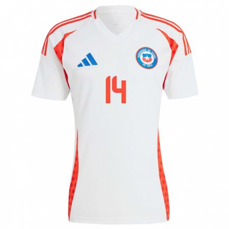 Kandiny Enfant Maillot Chili Leandro Hernández #14 Blanc Tenues Extérieur 24-26 T-Shirt