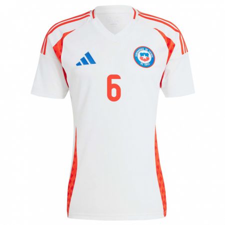 Kandiny Enfant Maillot Chili Cristóbal Castillo #6 Blanc Tenues Extérieur 24-26 T-Shirt