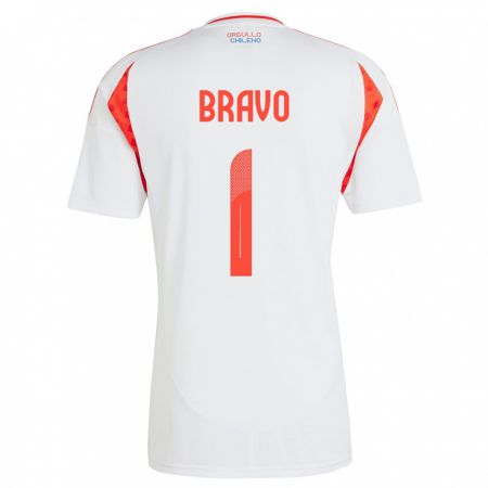 Kandiny Enfant Maillot Chili Claudio Bravo #1 Blanc Tenues Extérieur 24-26 T-Shirt